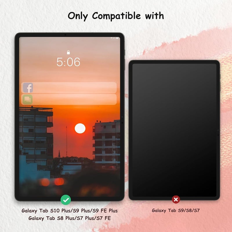 bersem 2 PACK Paperfeel Screen Protector Designed for Samsung Galaxy Tab S10 Plus/Tab S9 Plus/Tab S9 FE+ / Tab S8 Plus/Tab S7 FE/Tab S7 Plus (12.4 inch), Anti Glare, Like Drawing on Paper - Image 2